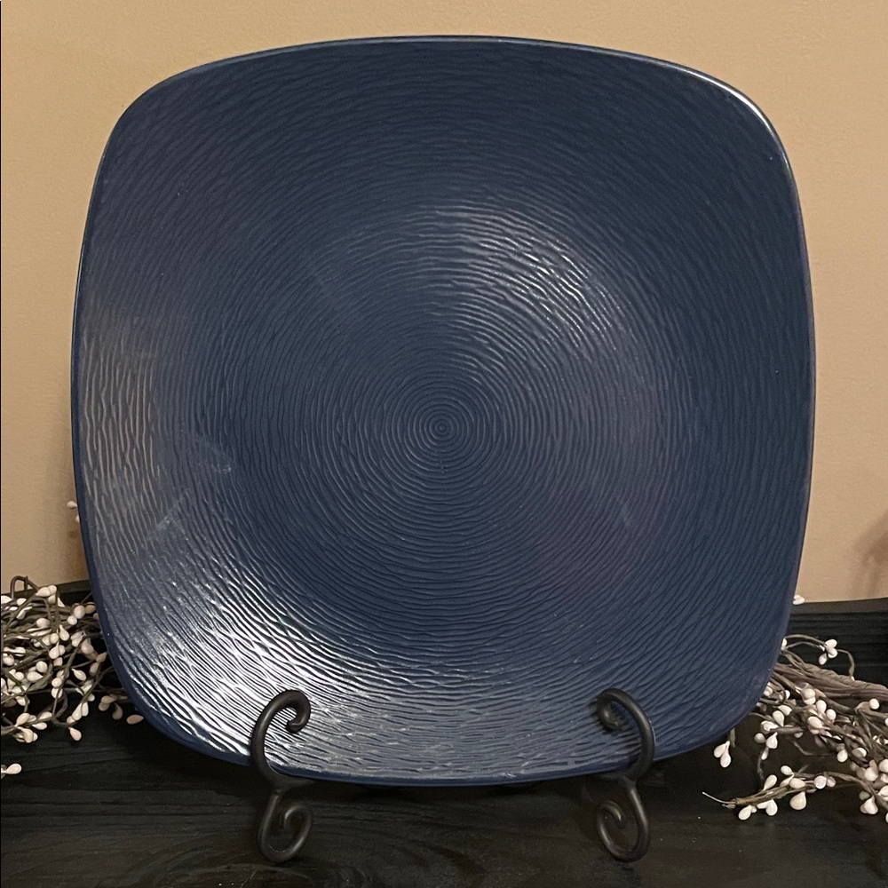NEW!! Noritake Fine Porcelain Colorscapes Navy Swirl Square Platter-11.75”